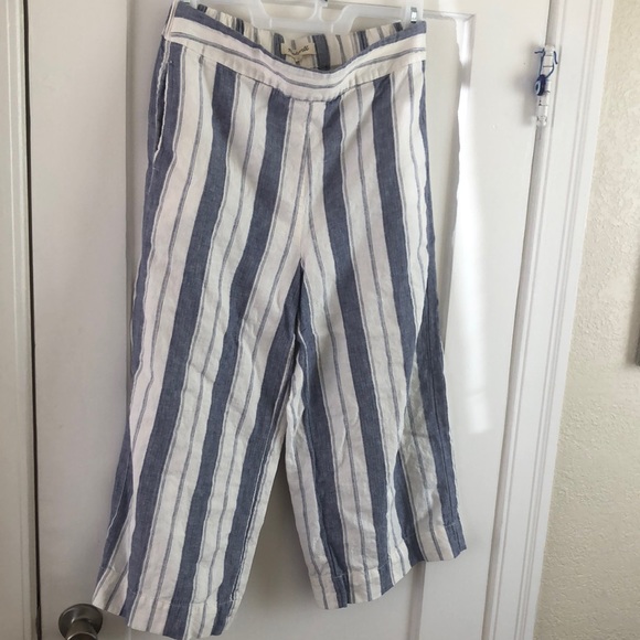 Madewell Pants - Madewell linen blend blue and white striped pants